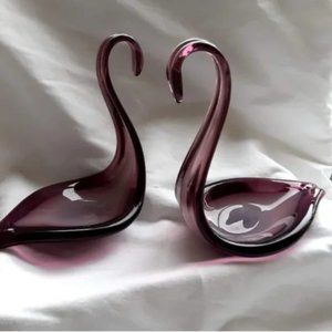 Vintage Hand Blown Glass swans